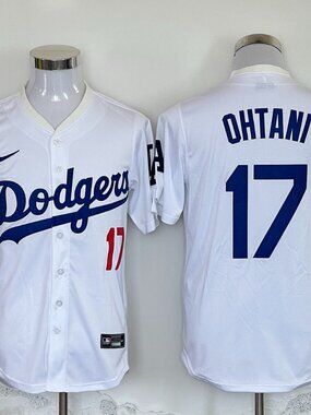Ohtani 17 LA Style Baseball Button Up Jersey - White/Blue